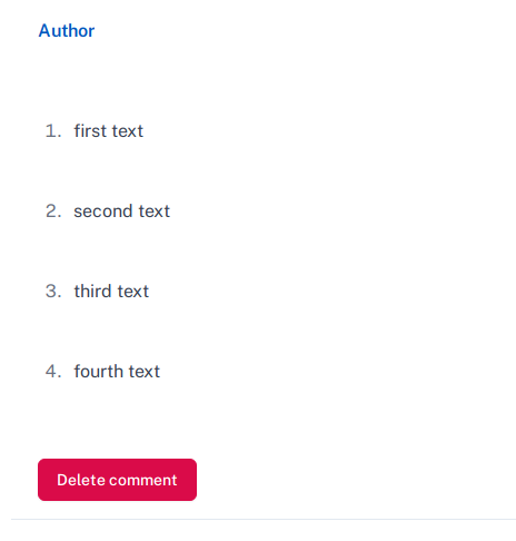 Rendered ordered list tag
